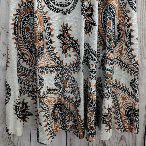 Vintage 60s MOD Daisy's Originals of Miami Metallic Paisley A-Line Maxi Skirt - Picture 4 of 12